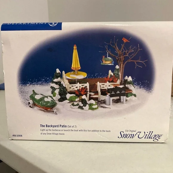 NFS Dept 56 The Backyard Patio & Grill Master and Friend, 3pc Lot- Snow Village - Picture 8 of 12